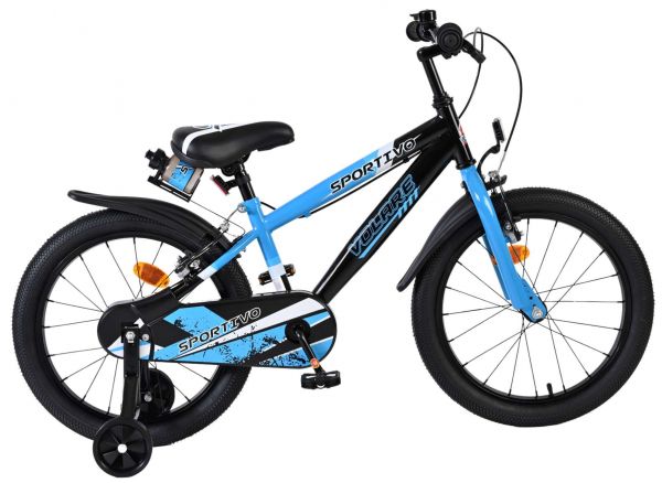 Volare Sportivo Kinderfiets - Jongens - 18 inch - Blauw Zwart - Twee Handremmen