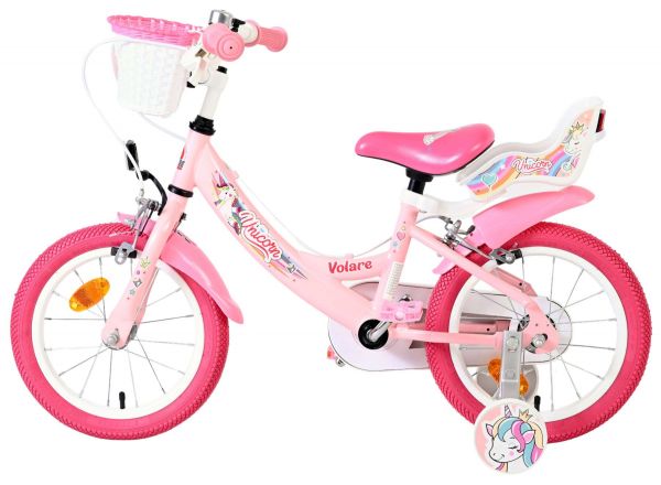 Volare Unicorn Kinderfiets - Meisjes - 14 inch - Roze - Twee Handremmen