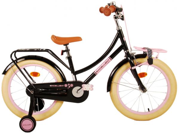 Volare Excellent Kinderfiets - Meisjes - 18 inch - Zwart - 95% afgemonteerd