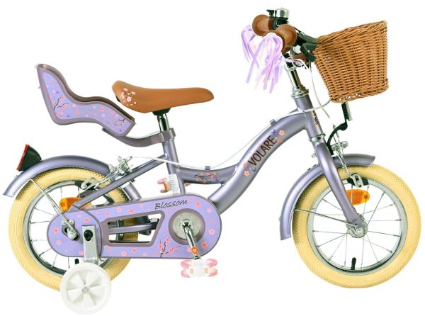 Volare Blossom Kinderfiets - Meisjes - 12 inch - Paars - Twee handremmen