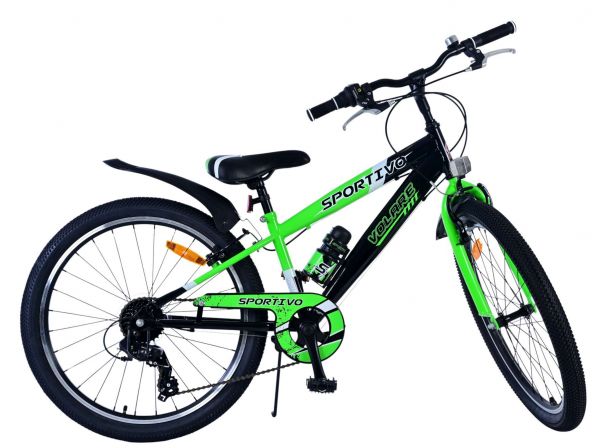 Volare Sportivo Kinderfiets - Jongens - 24 inch - 7 Speed - Zwart Groen