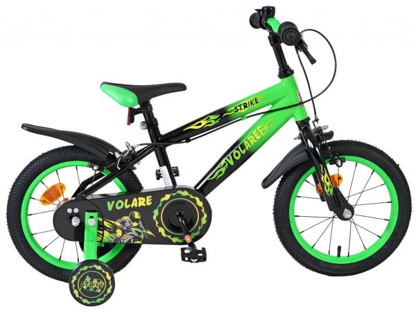 Volare Strike Kinderfiets - Jongens - 14 inch - Zwart Groen - Twee handremmen