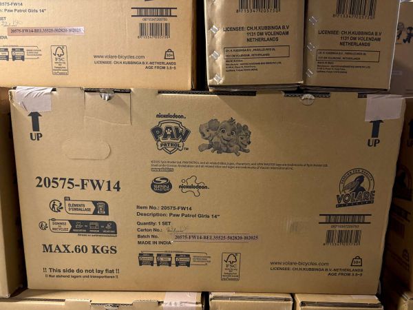 Paw Patrol Kinderfiets - Meisjes - 14 inch - Roze - Twee handremmen