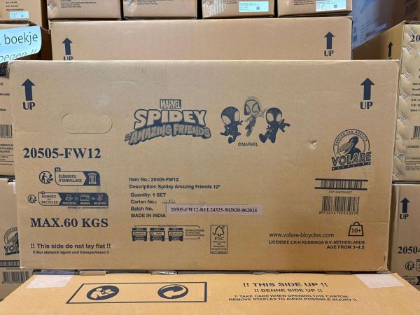 Spidey Kinderfiets - Jongens - 12 inch - Blauw - Twee handremmen