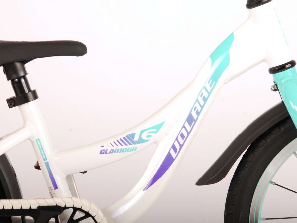 Volare Glamour Kinderfiets - Meisjes - 16 inch - Wit/Mint Groen - Prime Collection