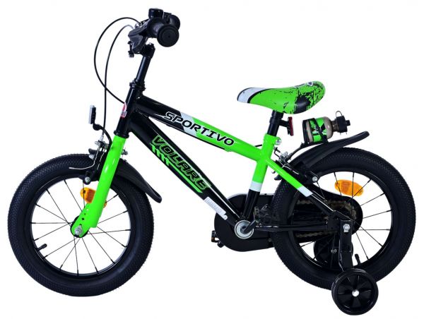 Volare Sportivo Kinderfiets - Jongens - 14 inch - Groen Zwart - Twee Handremmen