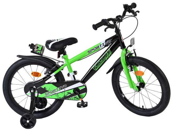 Volare Sportivo Kinderfiets - Jongens - 18 inch - Groen Zwart - Twee Handremmen