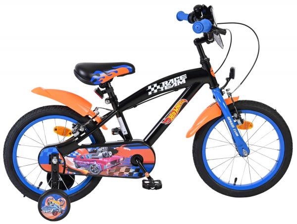 Hot Wheels Kinderfiets - Jongens - 16 inch - Zwart Oranje Blauw - Twee Handremmen