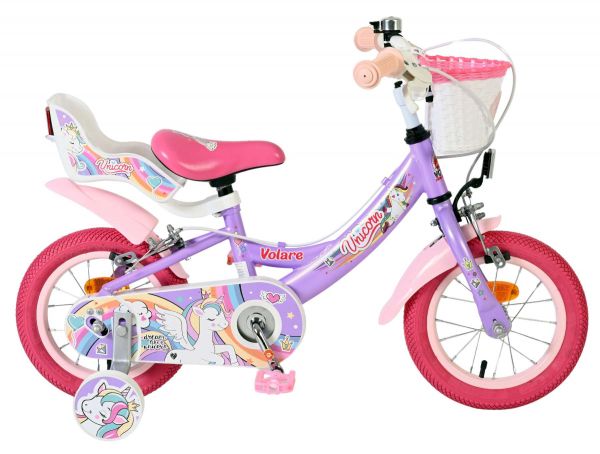 Volare Unicorn Kinderfiets - Meisjes - 12 inch - Paars - Twee handremmen