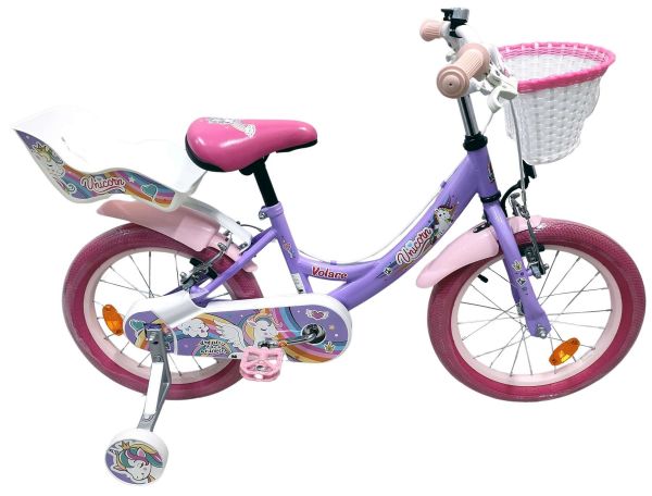 Volare Unicorn Kinderfiets - Meisjes - 16 inch - Paars - Twee Handremmen