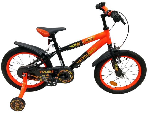 Volare Strike Kinderfiets - Jongens - 16 inch - Zwart Oranje - Twee Handremmen