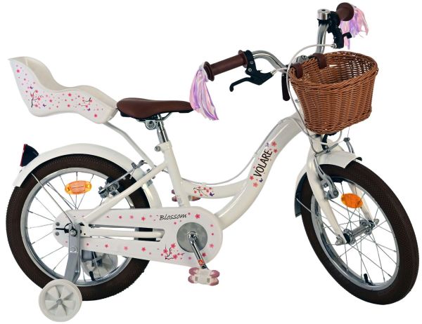 Volare Blossom Kinderfiets - Meisjes - 16 inch - Wit - Twee Handremmen