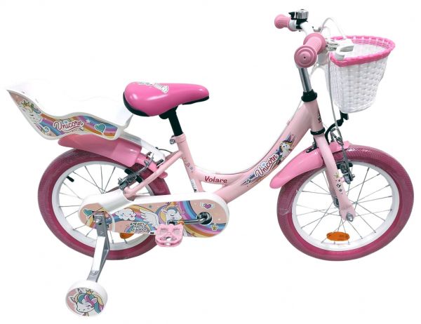 Volare Unicorn Kinderfiets - Meisjes - 16 inch - Roze - Twee Handremmen