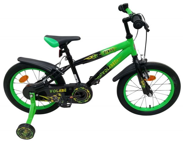 Volare Strike Kinderfiets - Jongens - 16 inch - Zwart Groen - Twee Handremmen