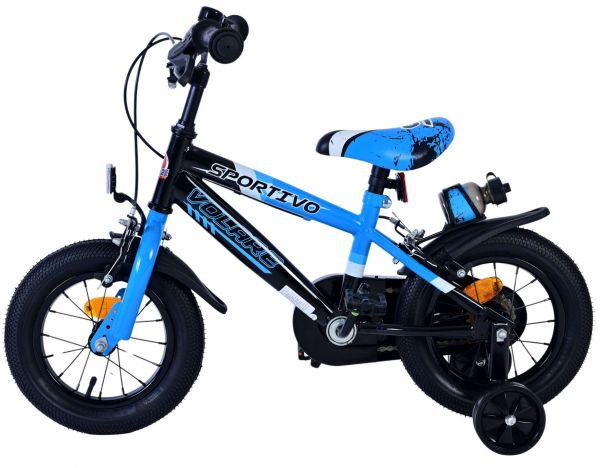 Volare Sportivo Kinderfiets - Jongens - 12 inch - Blauw Zwart - Twee Handremmen