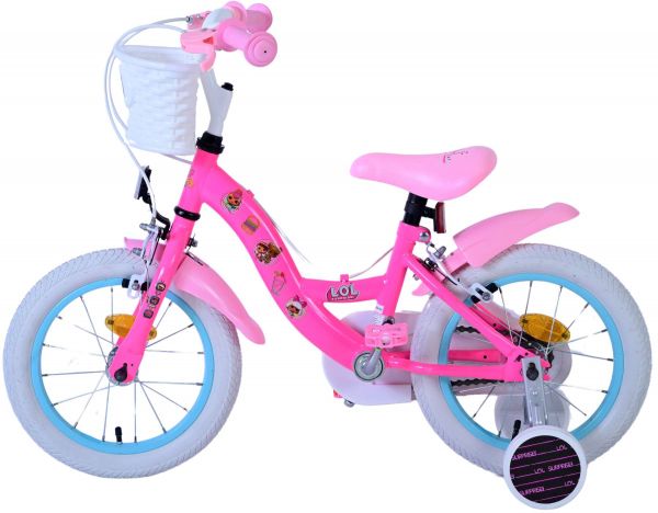 Dolls Kinderfiets - Meisjes - 14 inch - Roze - Twee handremmen