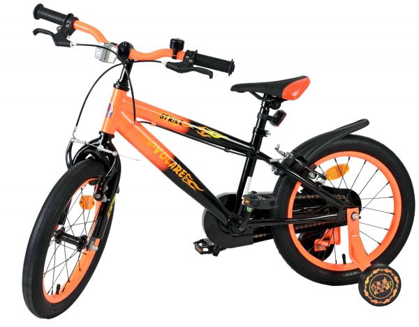 Volare Strike Kinderfiets - Jongens - 16 inch - Zwart Oranje - Twee Handremmen