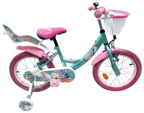 Volare Unicorn Kinderfiets - Meisjes - 16 inch - Groen - Twee Handremmen