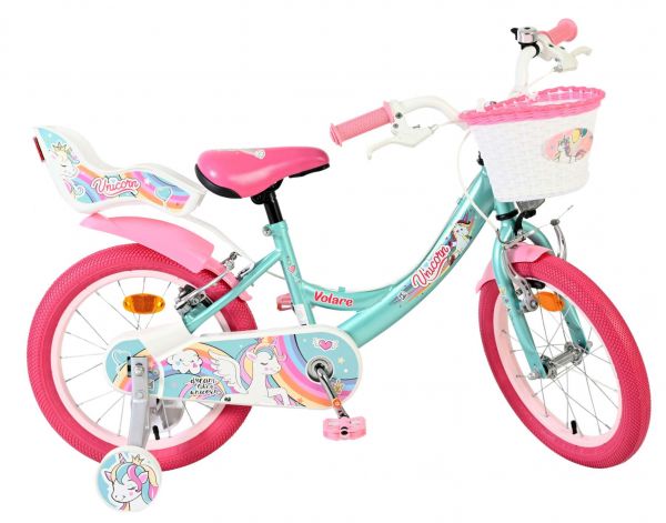 Volare Unicorn Kinderfiets - Meisjes - 16 inch - Groen - Twee Handremmen
