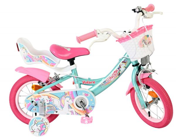 Volare Unicorn Kinderfiets - Meisjes - 12 inch - Groen - Twee handremmen