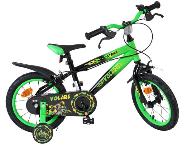 Volare Strike Kinderfiets - Jongens - 14 inch - Zwart Groen - Twee handremmen