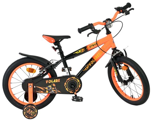Volare Strike Kinderfiets - Jongens - 16 inch - Zwart Oranje - Twee Handremmen