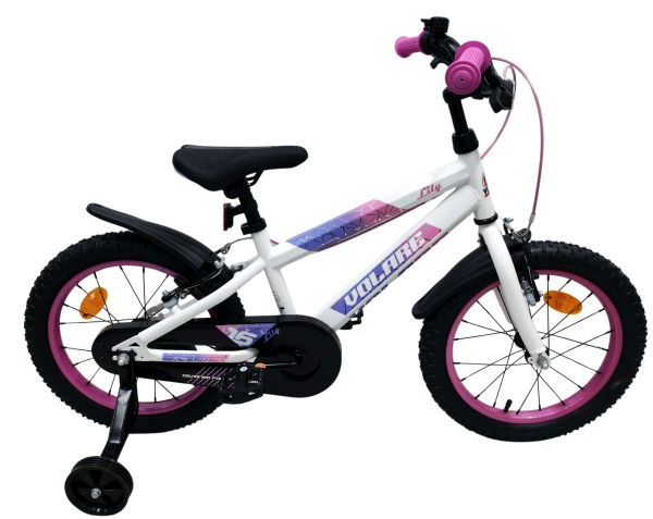 Volare Lily Kinderfiets - Meisjes - 16 inch - Wit Roze Paars - Twee Handremmen