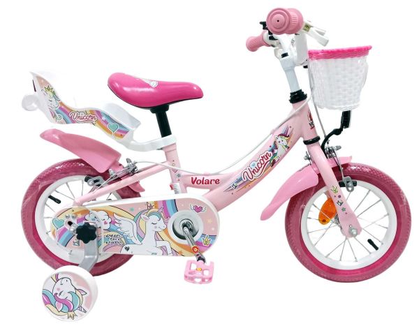 Volare Unicorn Kinderfiets - Meisjes - 12 inch - Roze - Twee handremmen