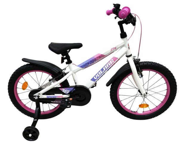 Volare Lily Kinderfiets - Meisjes - 18 inch - Wit Roze Paars - Twee handremmen