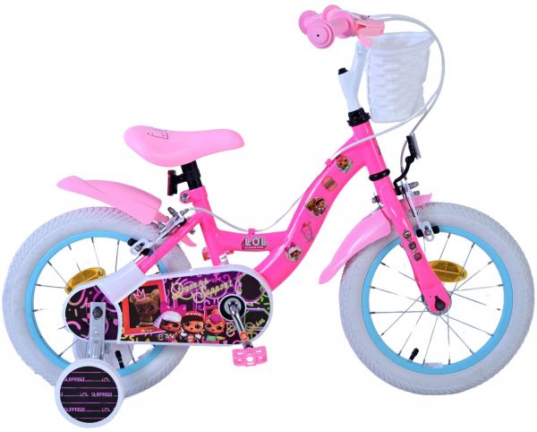 Dolls Kinderfiets - Meisjes - 14 inch - Roze - Twee handremmen