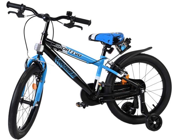 Volare Sportivo Kinderfiets - Jongens - 18 inch - Blauw Zwart - Twee Handremmen