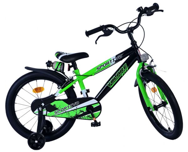 Volare Sportivo Kinderfiets - Jongens - 18 inch - Groen Zwart - Twee Handremmen
