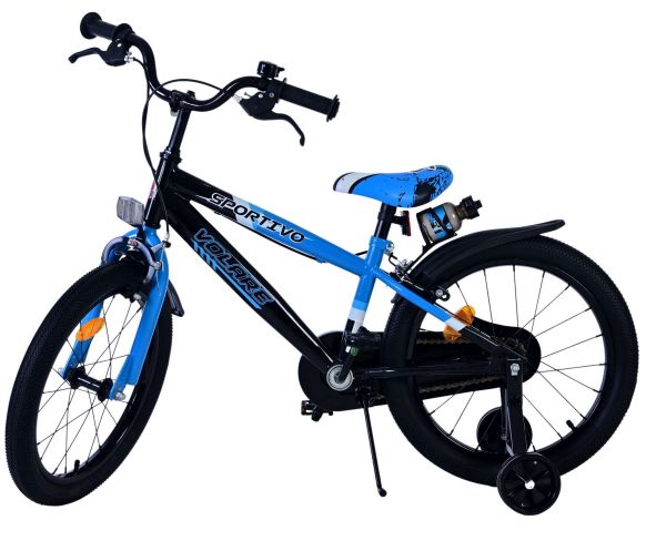 Volare Sportivo Kinderfiets - Jongens - 18 inch - Blauw Zwart - Twee Handremmen