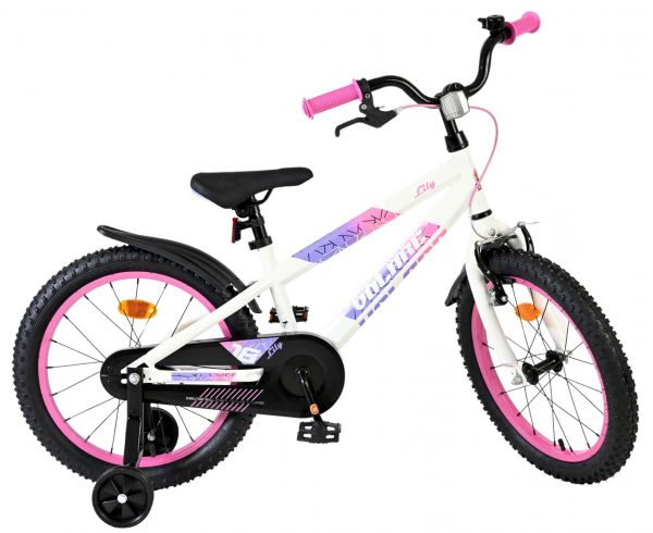 Volare Lily Kinderfiets - Meisjes - 18 inch - Wit Roze Paars - Twee handremmen