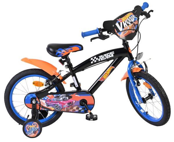 Hot Wheels Kinderfiets - Jongens - 16 inch - Zwart Oranje Blauw - Twee Handremmen