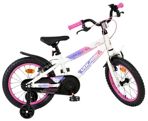 Volare Lily Kinderfiets - Meisjes - 16 inch - Wit Roze Paars - Twee Handremmen