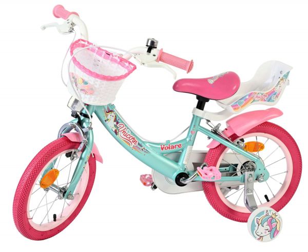 Volare Unicorn Kinderfiets - Meisjes - 14 inch - Groen - Twee Handremmen