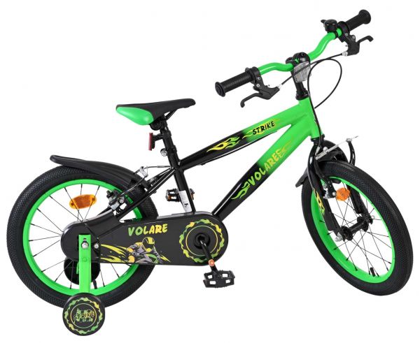Volare Strike Kinderfiets - Jongens - 16 inch - Zwart Groen - Twee Handremmen