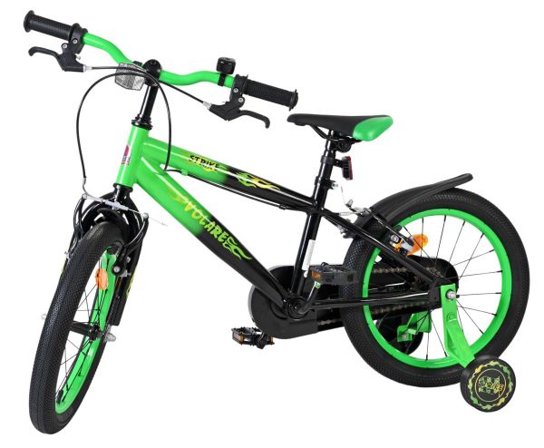 Volare Strike Kinderfiets - Jongens - 16 inch - Zwart Groen - Twee Handremmen