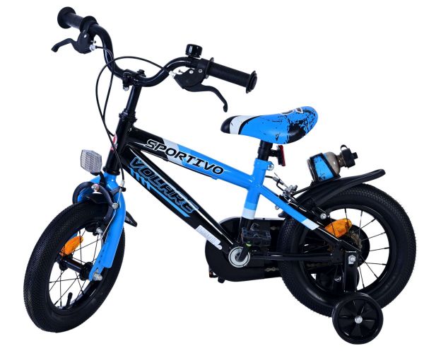 Volare Sportivo Kinderfiets - Jongens - 12 inch - Blauw Zwart - Twee Handremmen