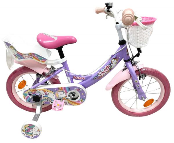 Volare Unicorn Kinderfiets - Meisjes - 14 inch - Paars - Twee Handremmen