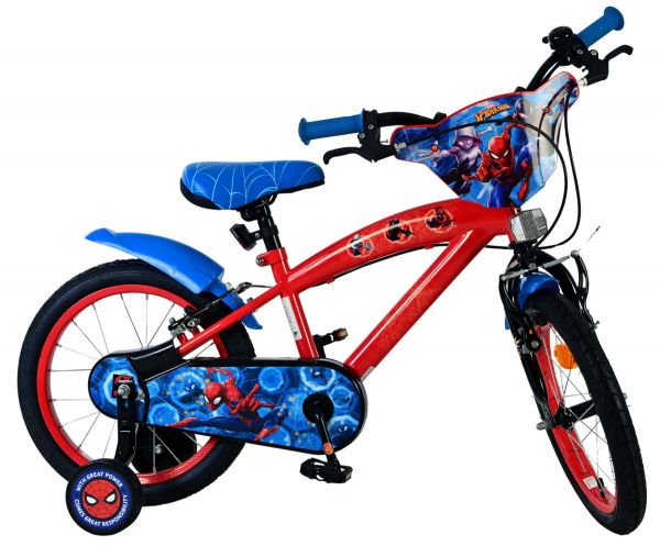 Spider-Man Kinderfiets - Jongens - 16 inch - Blauw/Rood - Twee handremmen Spider-Man Kinderfiets - Jongens - 16 inch - Blauw/Rood - Twee handremmen