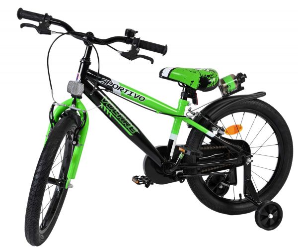 Volare Sportivo Kinderfiets - Jongens - 18 inch - Groen Zwart - Twee Handremmen