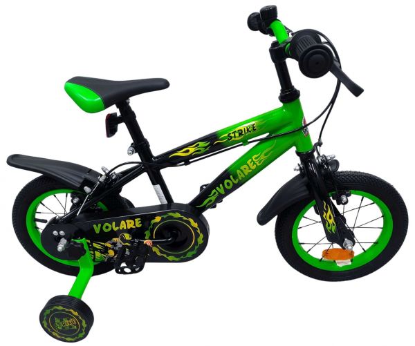 Volare Strike Kinderfiets - Jongens - 12 inch - Zwart Groen - Twee Handremmen