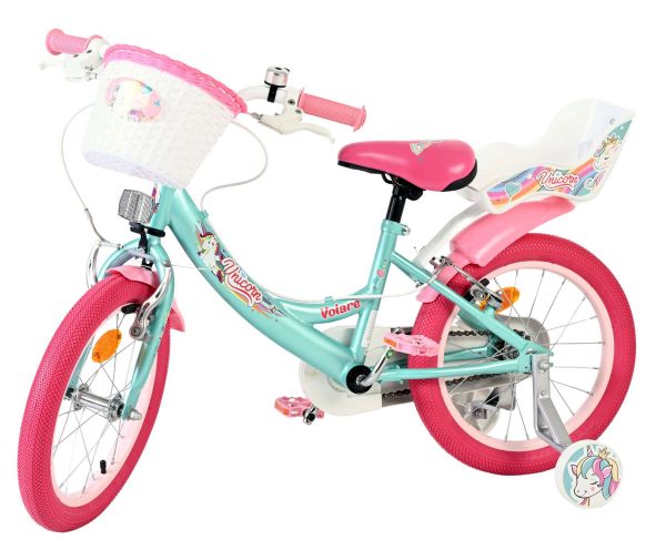 Volare Unicorn Kinderfiets - Meisjes - 16 inch - Groen - Twee Handremmen