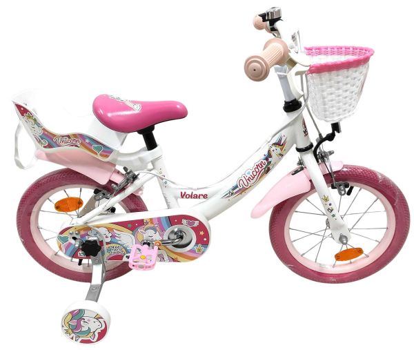 Volare Unicorn Kinderfiets - Meisjes - 14 inch - Wit - Twee Handremmen