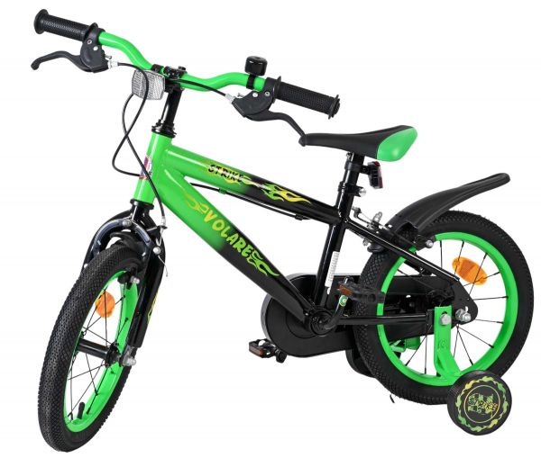 Volare Strike Kinderfiets - Jongens - 14 inch - Zwart Groen - Twee handremmen
