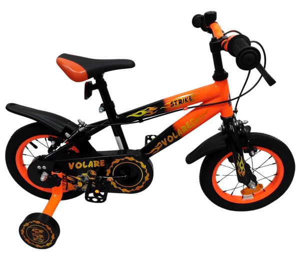 Volare Strike Kinderfiets - Jongens - 12 inch - Zwart Oranje - Twee Handremmen