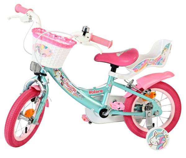 Volare Unicorn Kinderfiets - Meisjes - 12 inch - Groen - Twee handremmen