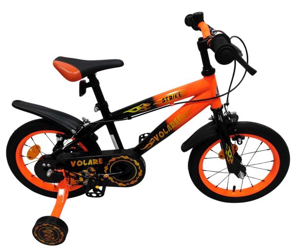 Volare Strike Kinderfiets - Jongens - 14 inch - Zwart Oranje - Twee handremmen